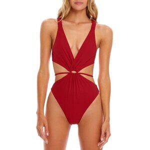AGUA BENDITA 'Danielle' Cut-Out One-Piece Swimsuit, Red